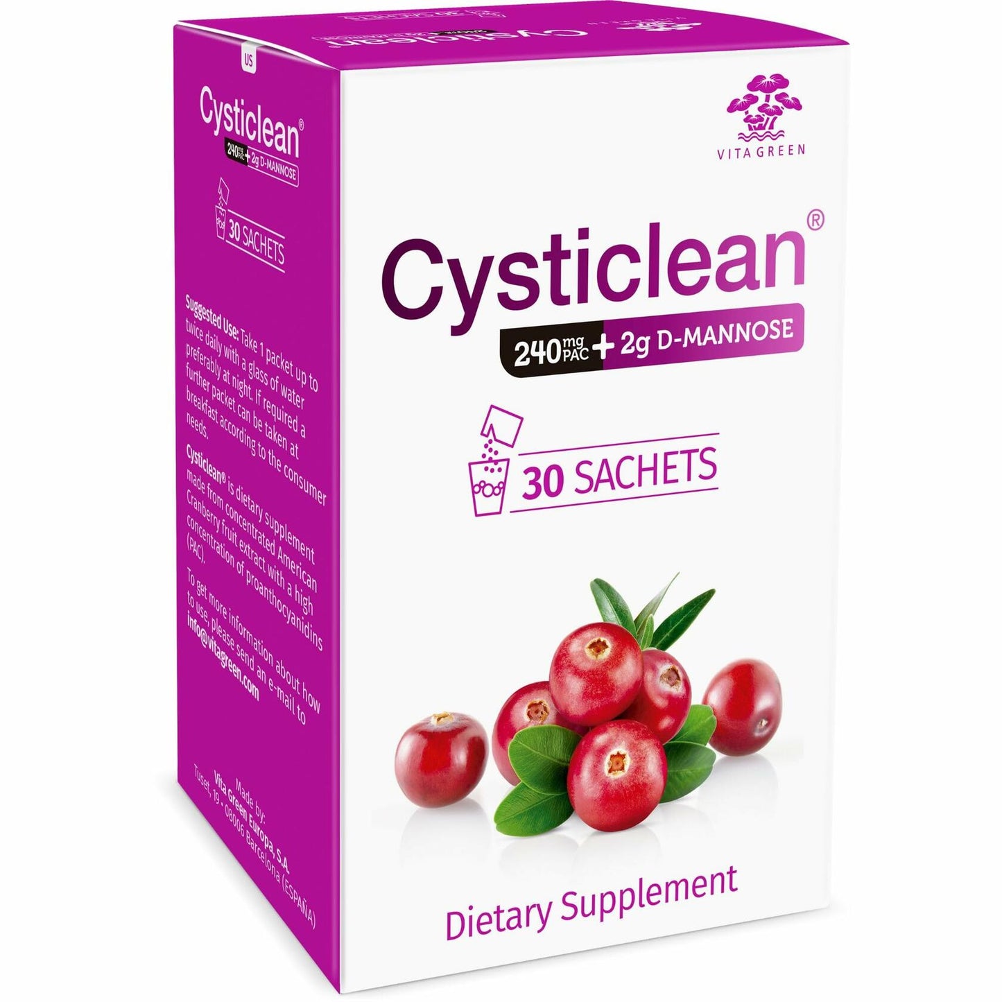 Cysticlean Cranberry PAC Supplement 240mg PAC Sugar-Free 30 Capsules