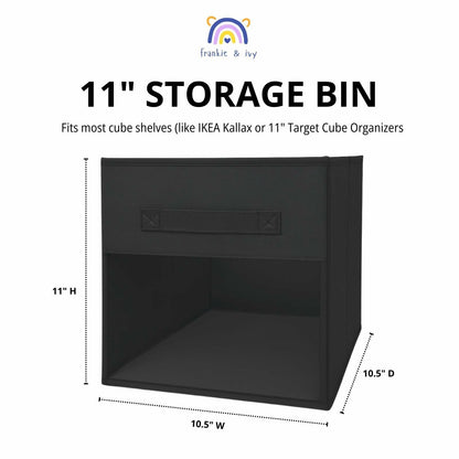 Frankie & Ivy 11 Inch Clear Front Storage Bins Gray 6 Pack Fabric