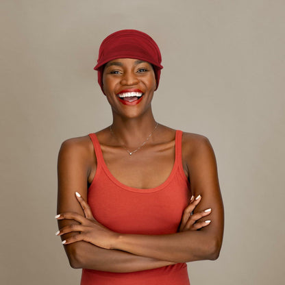Wimnkuv Soft Bamboo Baseball Cap Women Chemo Hat Wine Red+Khaki One Size