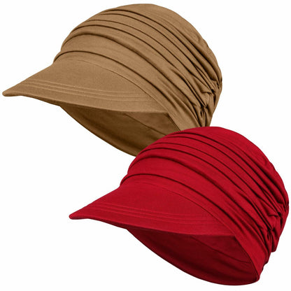 Wimnkuv Soft Bamboo Baseball Cap Women Chemo Hat Wine Red+Khaki One Size