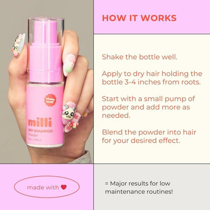The Milli Method Dry Shampoo Powder Non-Aerosol Lemongrass 0.88oz Travel