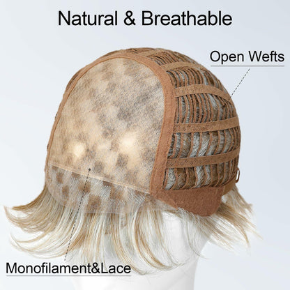 Getshow Mono Top Synthetic Lace Front Wig Layered Hair Light Mixed Blonde