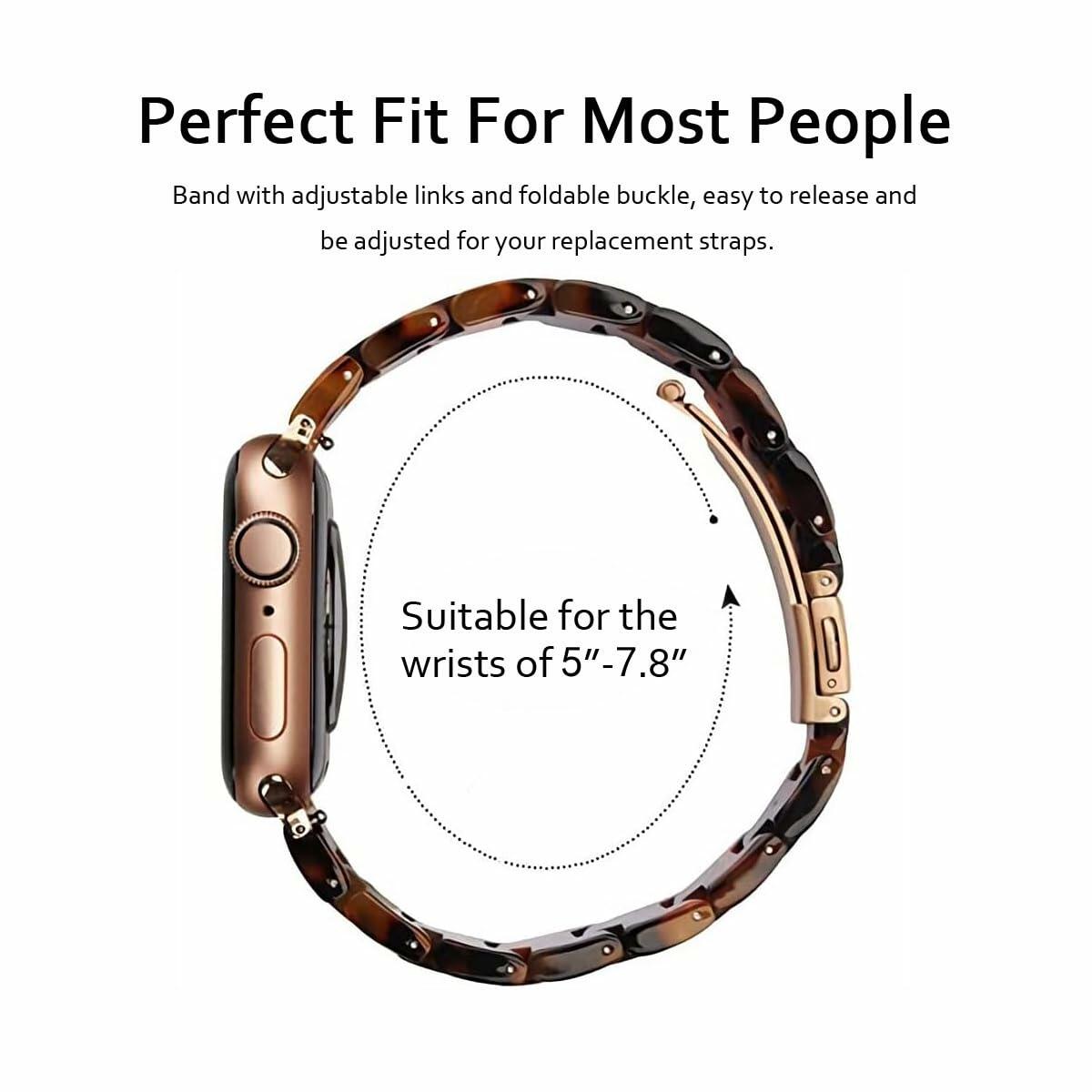 MAIRUI Resin Watch Band Compatible Apple Watch 38-41mm Series 1-9 Amber