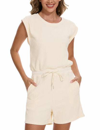 WUMU One Piece Outfit Beige Womens Romper Jumpsuit Size Small