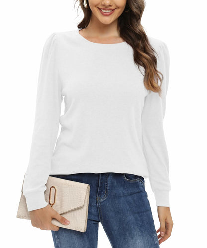 NILOUFO Women Long Sleeve T Shirt Tunic Casual Beige Size M