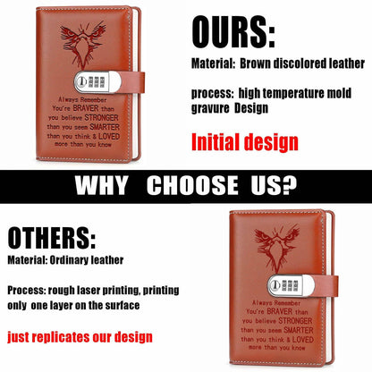 JOHSBYD Eagle Leather Combination Lock Notebook Scouts Gift