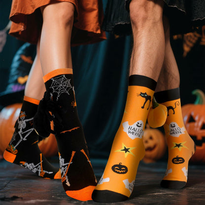 ShinyMatch Halloween 3D Pumpkin Spider Crew Socks 2 Pairs One Size  Multicolor