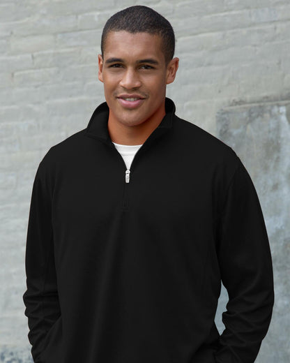 Vantage Apparel Men's Collegiate Micro Mesh 1/4 Zip Pullover Black Small