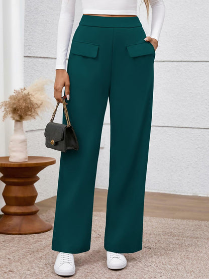 BTFBM Women's High Waisted Stretchy Palazzo Pants Dark Blue Size M