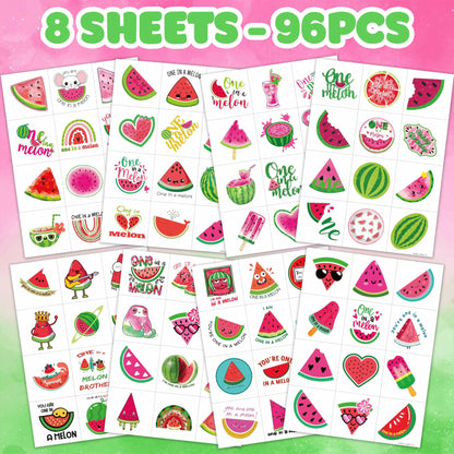 MeoIsDaBest Melon Pre-Cut Temporary Tattoos 96PCS Watermelon Green