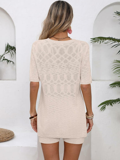 OUKODS Womens 2 Piece Summer Short Sleeve Top & Shorts Set Apricot Size S