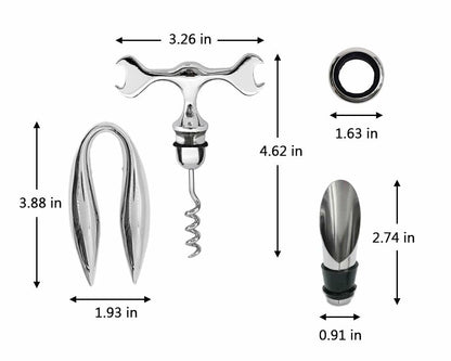 Lutong 3-in-1 T Bar Spanner Corkscrew Wine Opener Set Chrome Zinc 1 Count