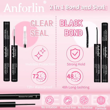 Anforlin Fluffy Lash Clusters 60D D Curl 14-22mm 280 PCS Black