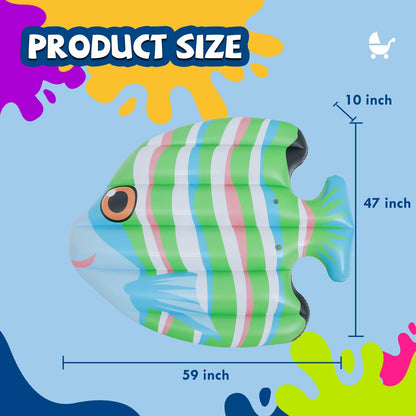 DIMAR GARDEN Inflatable Pool Fish Float Raft 59x47 Green