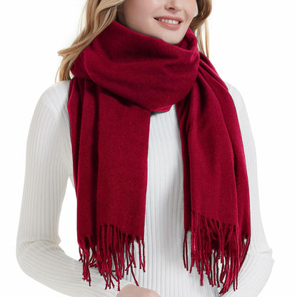 Landisun Winter Pashmina Shawl Scarf for Women Cashmere Green Solid