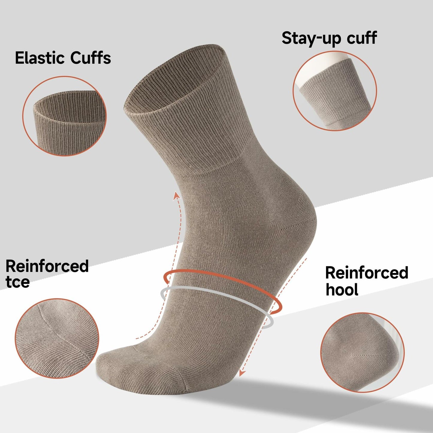 HENNY RUE Men's Cotton Crew & Mid-Crew Socks Casual Mixed Color Size 6-10