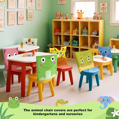 Breling 4 Pcs Animal Chair Covers 15.7x13.8 Inch Elephant Frog Pig Giraffe