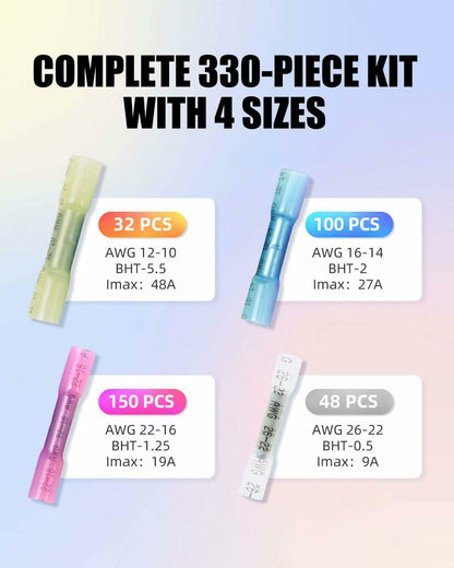 SlopHaul 330PCS Marine Grade Heat Shrink Wire Connectors Waterproof Kit