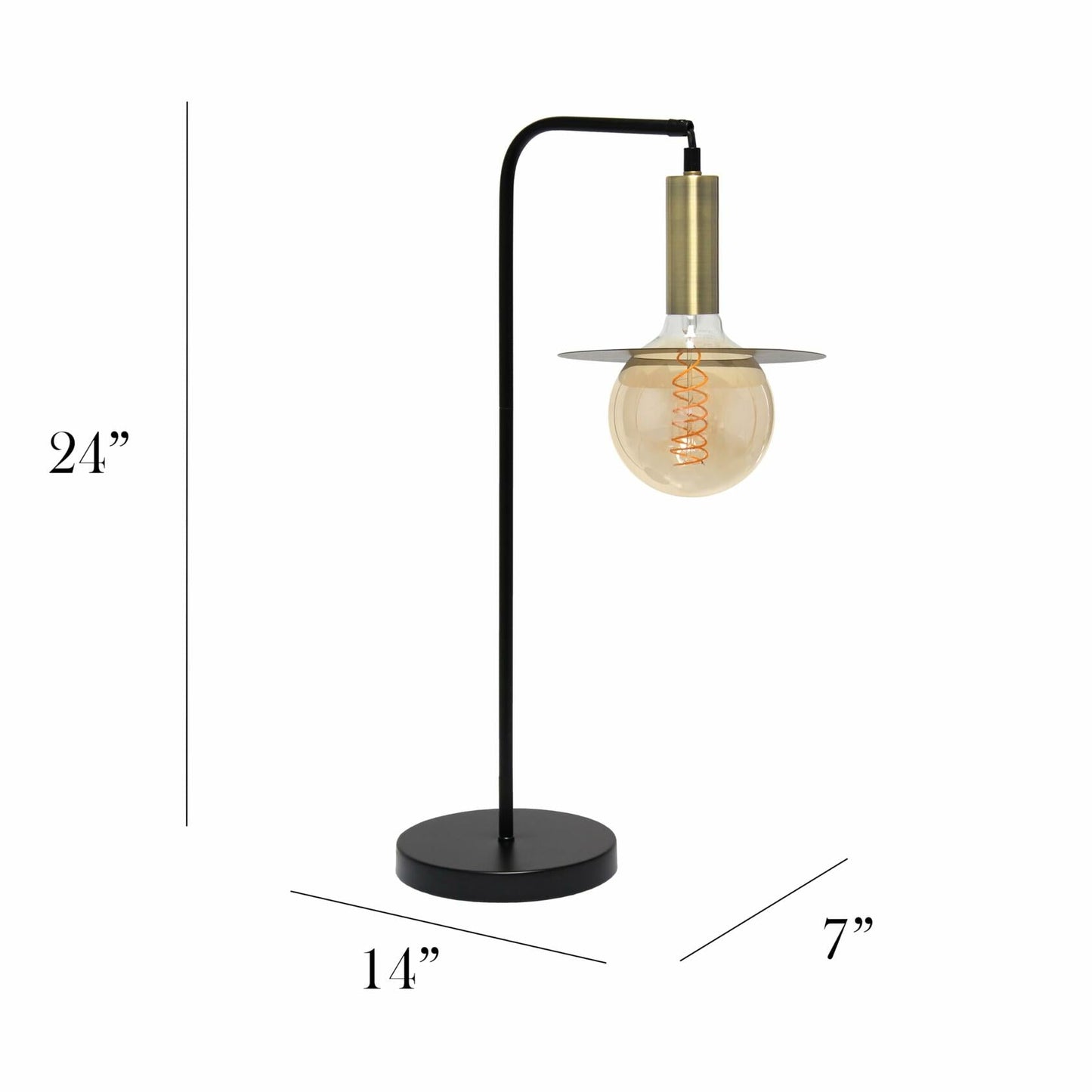 Simple Designs LT1237-BLK 24" Cosmic Glow Orb Table Lamp Black Brass