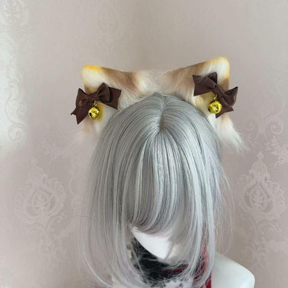 Ekwikzz Cat Ears Headband Clips Cosplay Accessories Punk Gothic Bow Gem