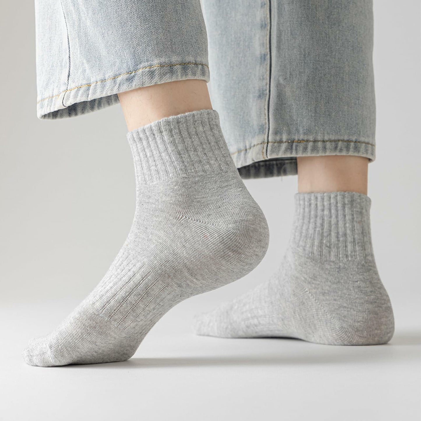 Looknniy Men’s Cushion Ankle Socks Cotton 20 Pairs Mixed Colors One Size
