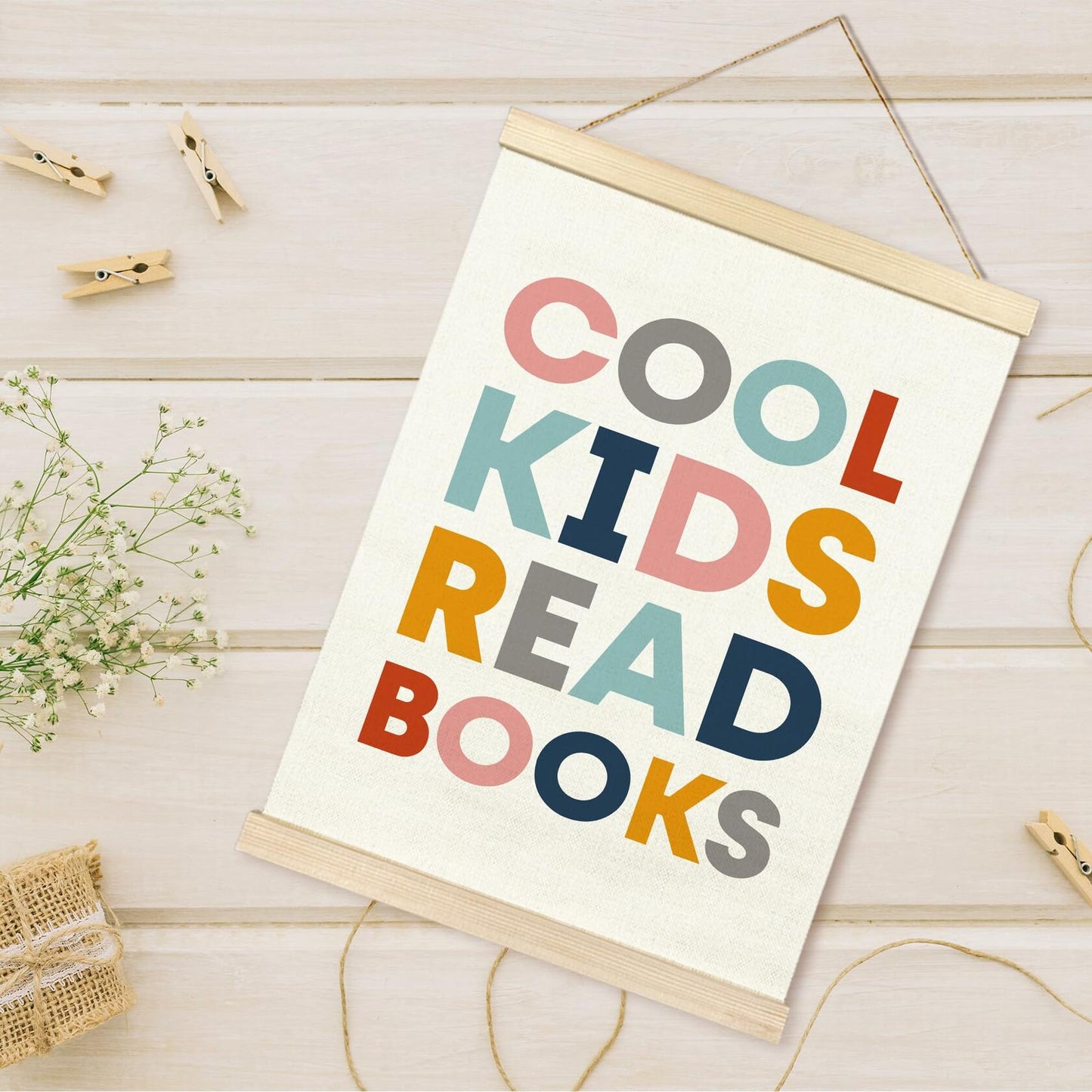 TAEDIN Kids Book Poster Hanger Frame Wooden Colorful 12x16 Space Theme