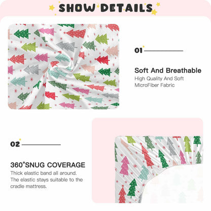 SDMKA Colorful Christmas Trees Microfiber Fitted Crib Sheet 28x52 Inch A01