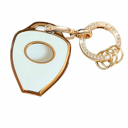 TAPAYICA Toyota Key Fob Cover 4 Buttons White-Gold TPU Shell with Keychain