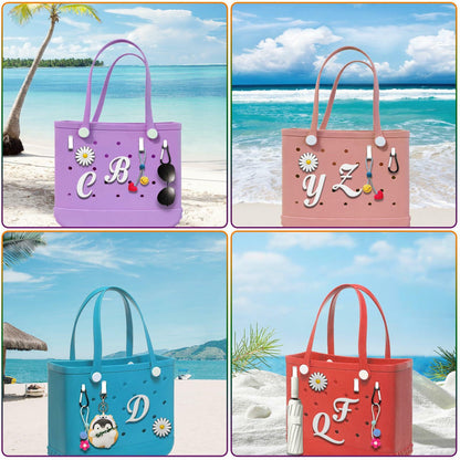 MISHANIER 4 Pcs Alphabet Silicone Charms for Bogg Bag Accessories P Color