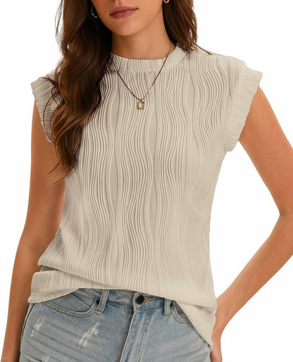 lazvmu Womens Short Sleeve Crewneck Knit Tee Apricot Size M