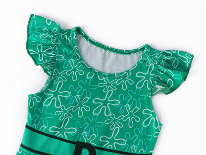 Akokvlar Girls Halloween Disgust Cartoon Dress Green Size 8-9 Years