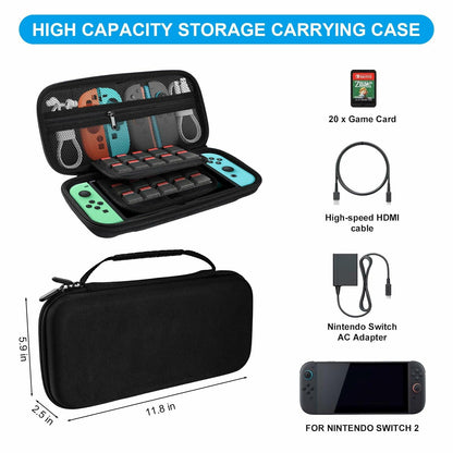 Turquvix Slim Hard Carrying Case for Nintendo Switch 2 Model 2025 Black EVA