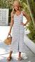 MEROKEETY Women’s Striped Sleeveless Tank Midi Dress Scoop Neck White Size M