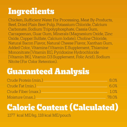 BestBy11/25 Pedigree Adult Soft Wet Dog Food Beef Bacon Cheese 3.5oz 16-Count
