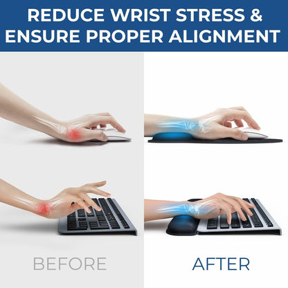 Everlasting Comfort Ergonomic Memory Foam Mouse Pad & Keyboard Wrist Rest