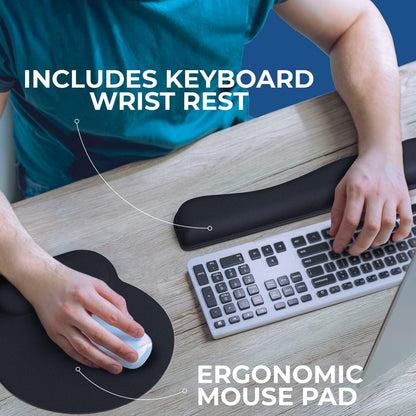 Everlasting Comfort Ergonomic Memory Foam Mouse Pad & Keyboard Wrist Rest