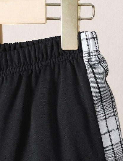 FERWANG Boys 2PC Plaid Hoodie & Jogger Set Black Size 5-6 Years