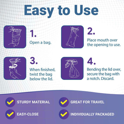 WECARE Kids Vomit Bags 5 Pack Disposable Leak Proof Self Sealing Monster Print