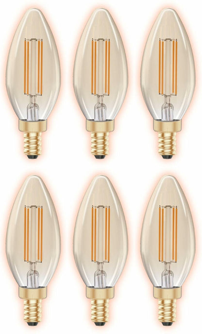 GoodBulb 5W E12 Clear Golden LED Chandelier Bulbs 2200K 300LM 6 Pack