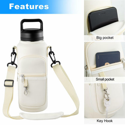 RRegeny Water Bottle Holder Strap for Hydroflask 32oz 40oz Cream Polyester