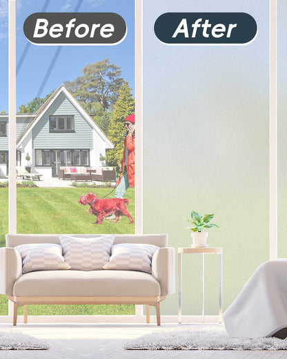 Dwersty Frosted Glass Window Privacy Film Static Cling 17.5x78.74in Anti-UV