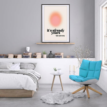 Usoway Motivational Wall Art Pink Aura Canvas 12x16in Unframed