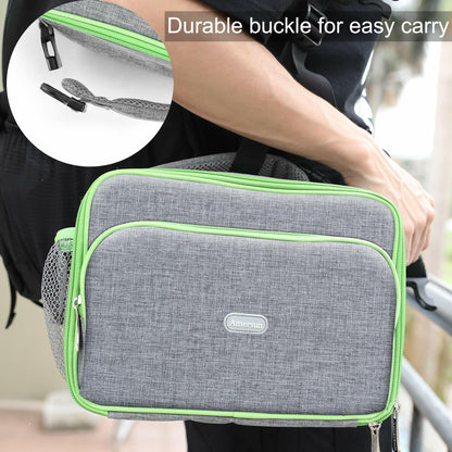 Amersun Insulated Lunch Box with 2 Pockets Padded Liner Dark Gray 4 Compartments