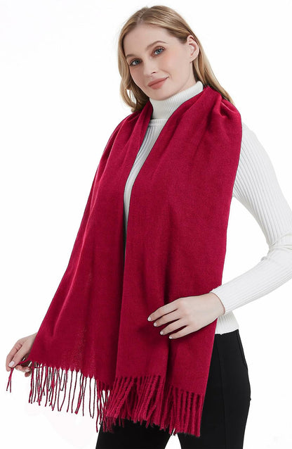 Landisun Winter Pashmina Shawl Scarf for Women Cashmere Green Solid