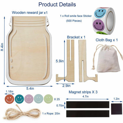 Goodangie00 Magnetic Reward Jar Classroom Board Kids Potty Training Wood Love