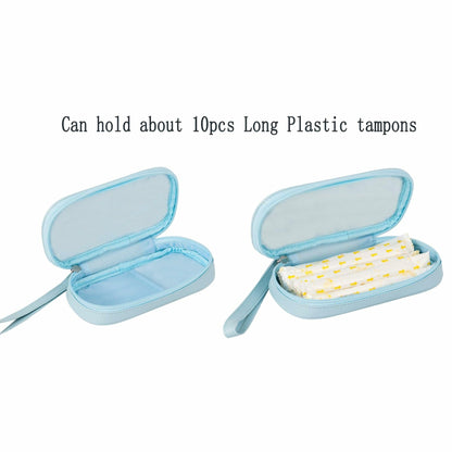 Koikyu PU Leather Tampon Organizer Bag with Zipper Handle Light Blue Small