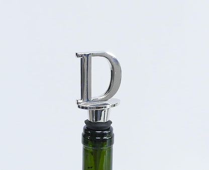 Lutong Letter Gift Set Key Ring & Bottle Stopper D Silver Metal 2 PCS