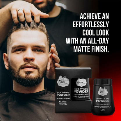 The Shave Factory Hair Styling Powder 20g Mattifying Volumizing 3 Pack Black