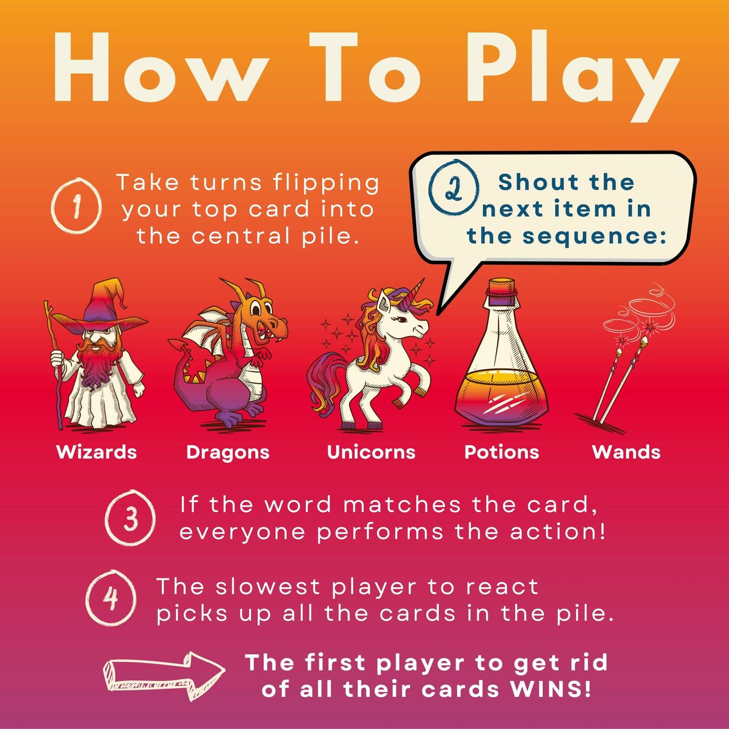 PIRATE WIZARDS Wizards Dragons Unicorns Card Game Fast Action 3-6 Players