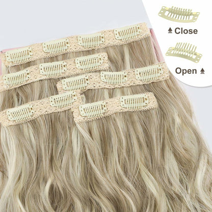 ALXNAN 16" Orange Red Thick Long Mermaid Wave Hair Clip Extensions